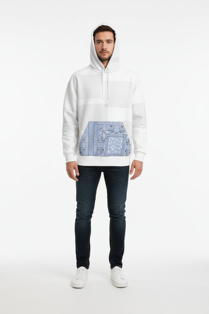 Half Raglan Sweatshirt Hoodie in Signature Black Grid