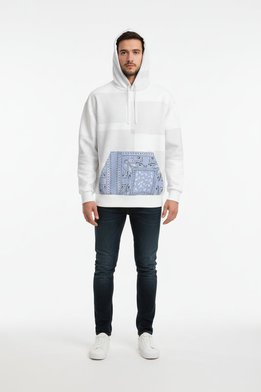 Half Raglan Sweatshirt Hoodie in Signature Black Grid