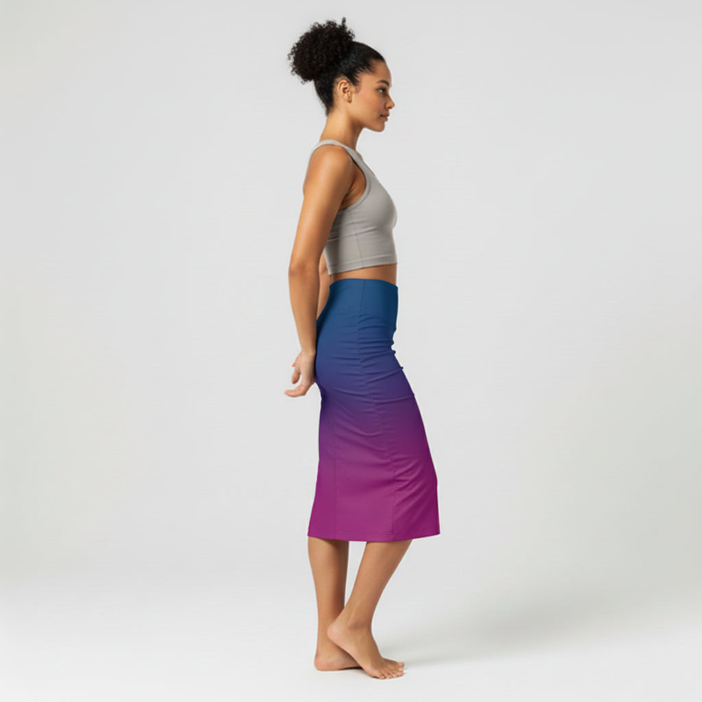 Blue and Purple Midi Skirt