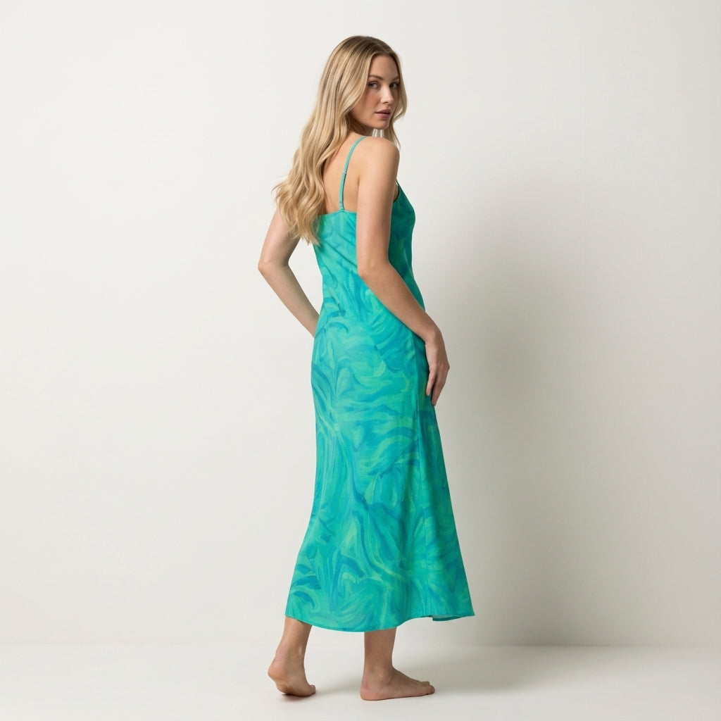 Bias Slip Dress Teal Noodles 