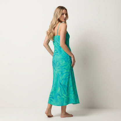 Bias Slip Dress Teal Noodles 