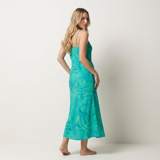 Bias Slip Dress Teal Noodles 