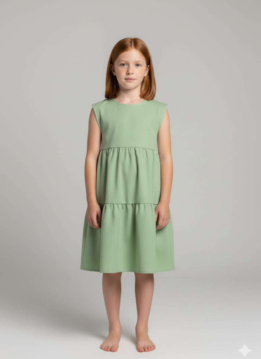 Ruffle Dress without Lining in Pima Cotton Poplin