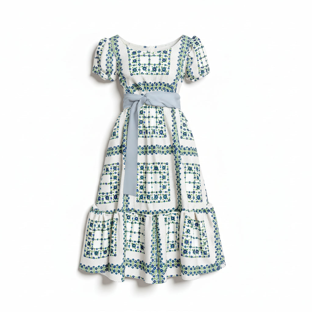 Ruffle Hem Dress in Pima Cotton Poplin