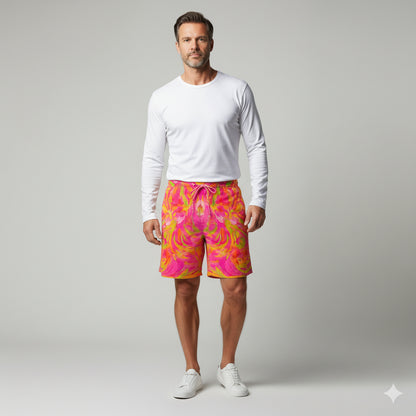 Board Shorts (7" Inseam) in Lightweight Cotton Poplin Pink Noodles