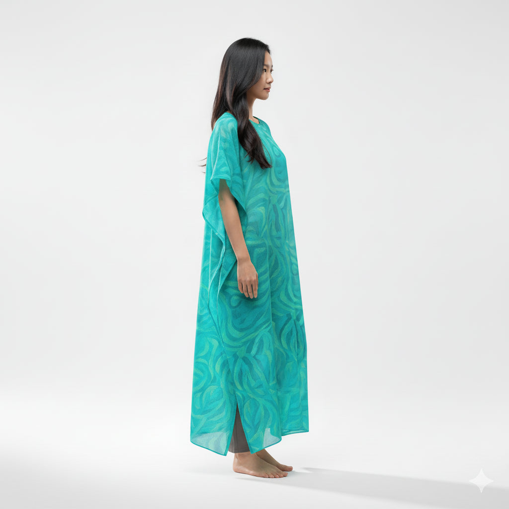 Caftan Organic Cotton Turquoise Noodles