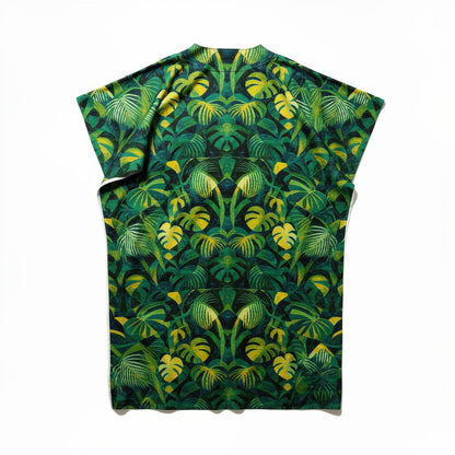 Caftan Green Leaves – Lightweight Organic Cotton Voile