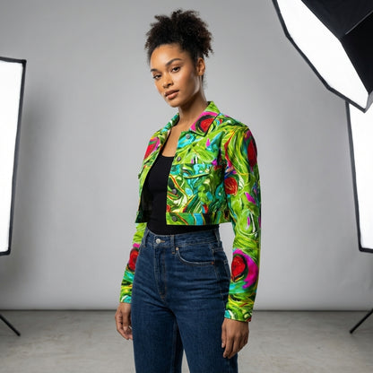 Cropped Jean Cotton Jacket Water Lilies 2