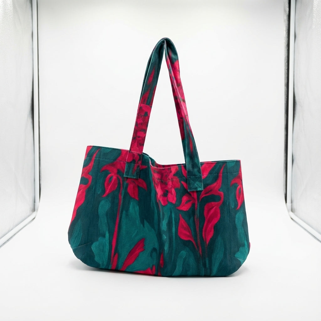 Large Tote Bag Pink Flowers