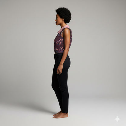 Women's Paisley Baby Collar Top