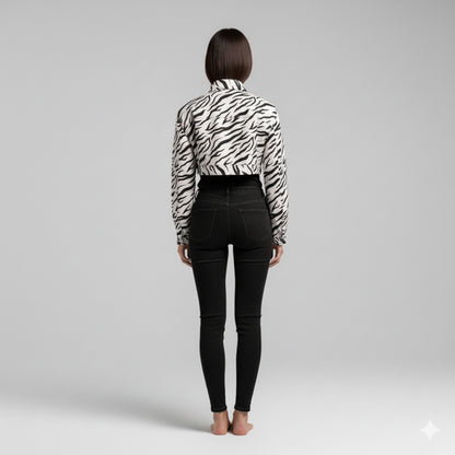 Zebra Cropped Jean Jacket
