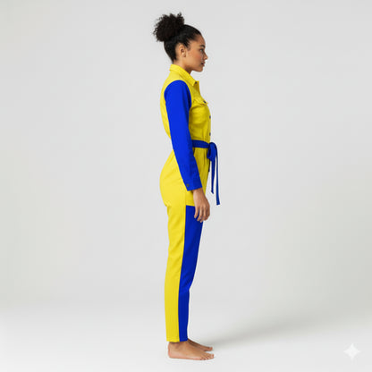 Lightweight Button Front Jumpsuit in Pima Cotton Poplin