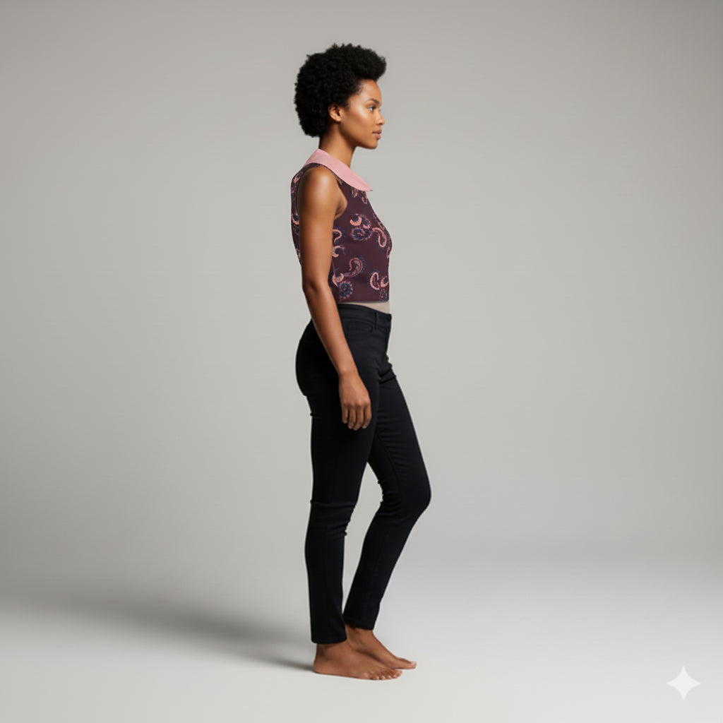 Women's Paisley Baby Collar Top