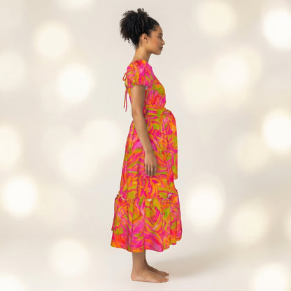 Ruffle Hem Dress Pink Noodles