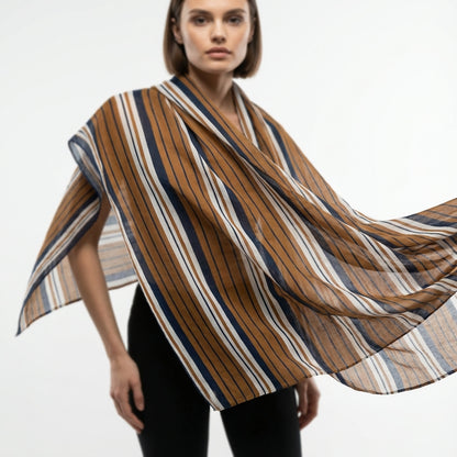 Scarf – orange, navy and white