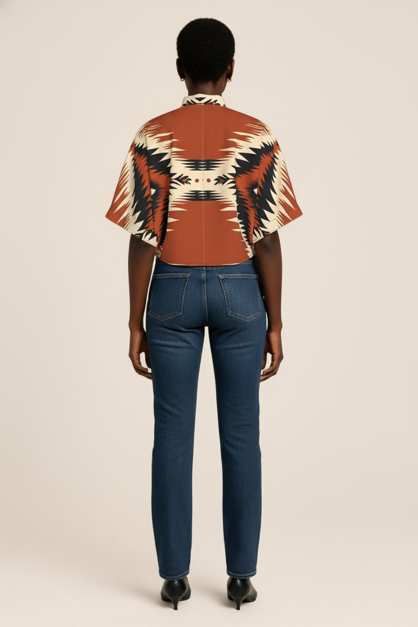 Kai Cropped Kimono Sleeve Blouse