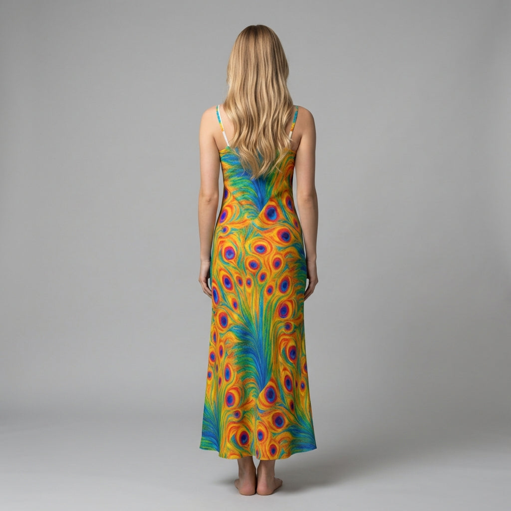 Bias Slip Dress Feather Bouquet