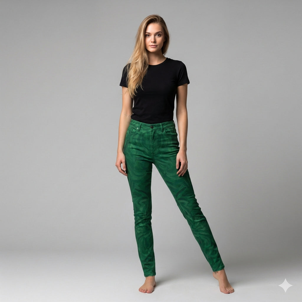 Skinny Jeans Dark Green Noodles