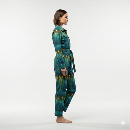 Lightweight Jumpsuit Starlight - Cotton Poplin Button Front