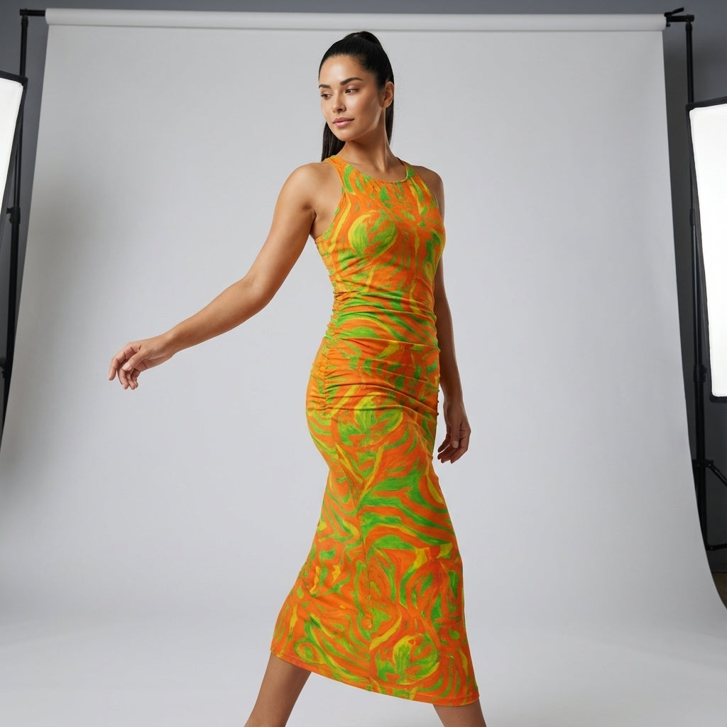 Racerback Shirred Tank Dress Fruit Noodles 