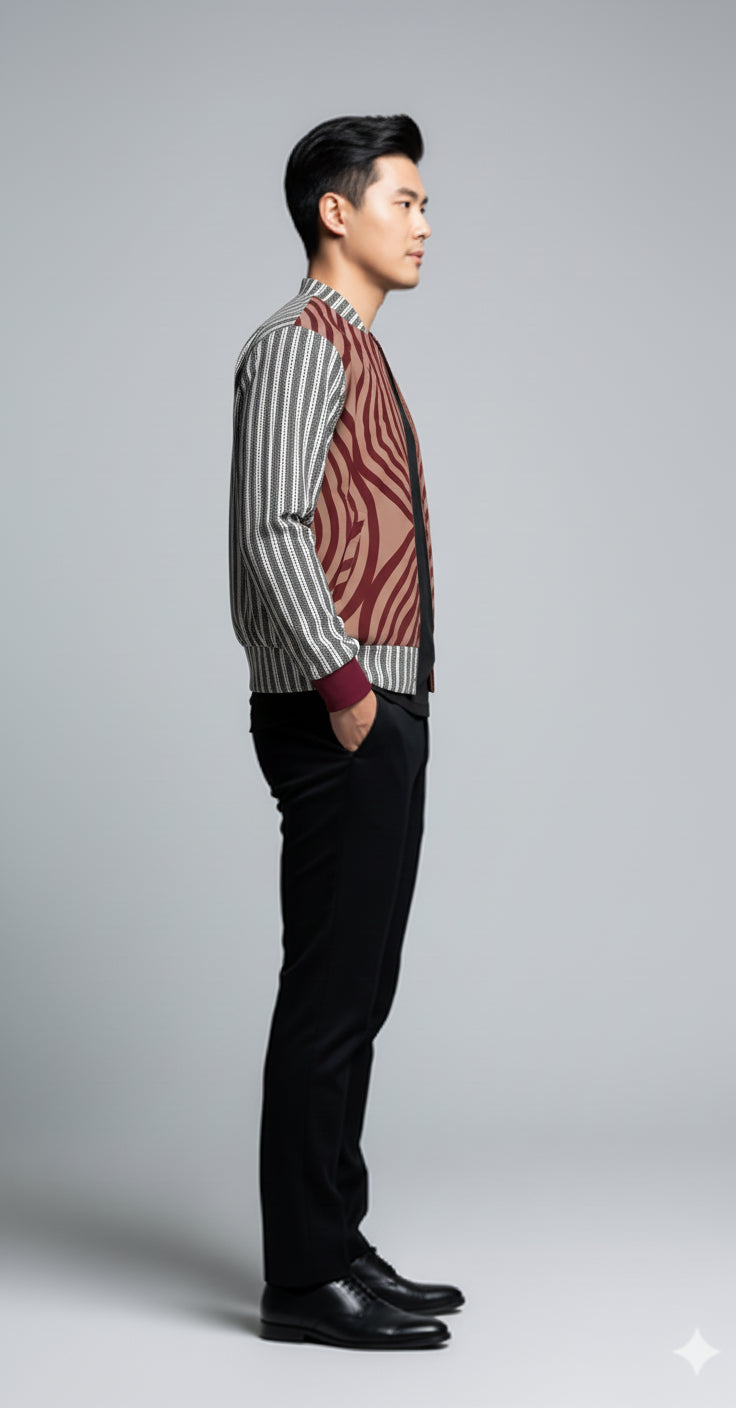 Snap Front Bomber Jacket in Rayon French Terry