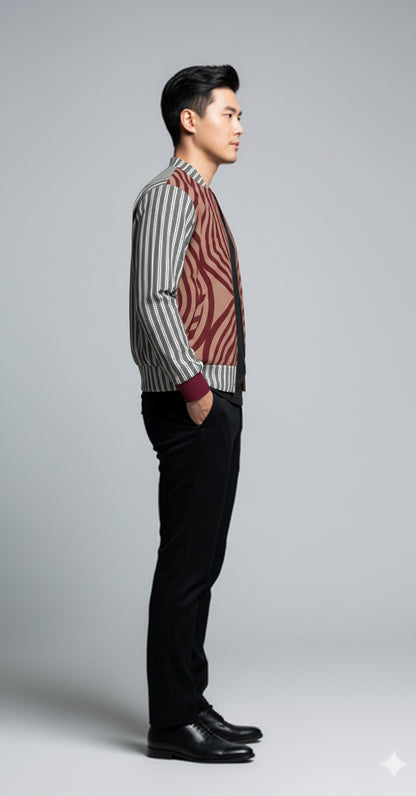 Snap Front Bomber Jacket in Rayon French Terry