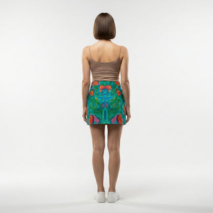 Denim Mini Skirt Floral Swamp