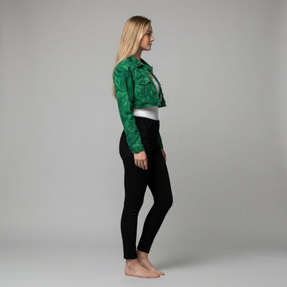 Cropped Jean Cotton Jacket Dark Green Noodles