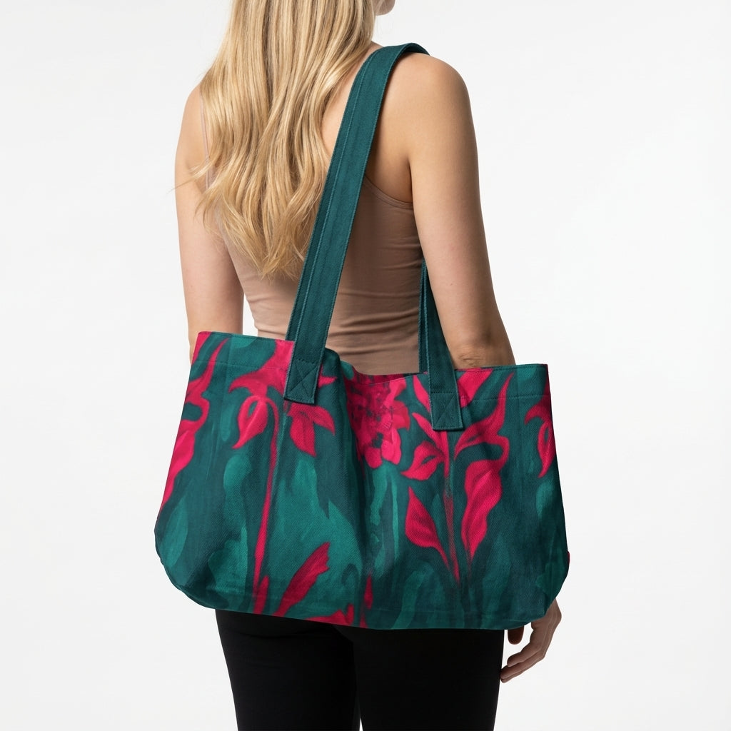 Large Tote Bag Pink Flowers
