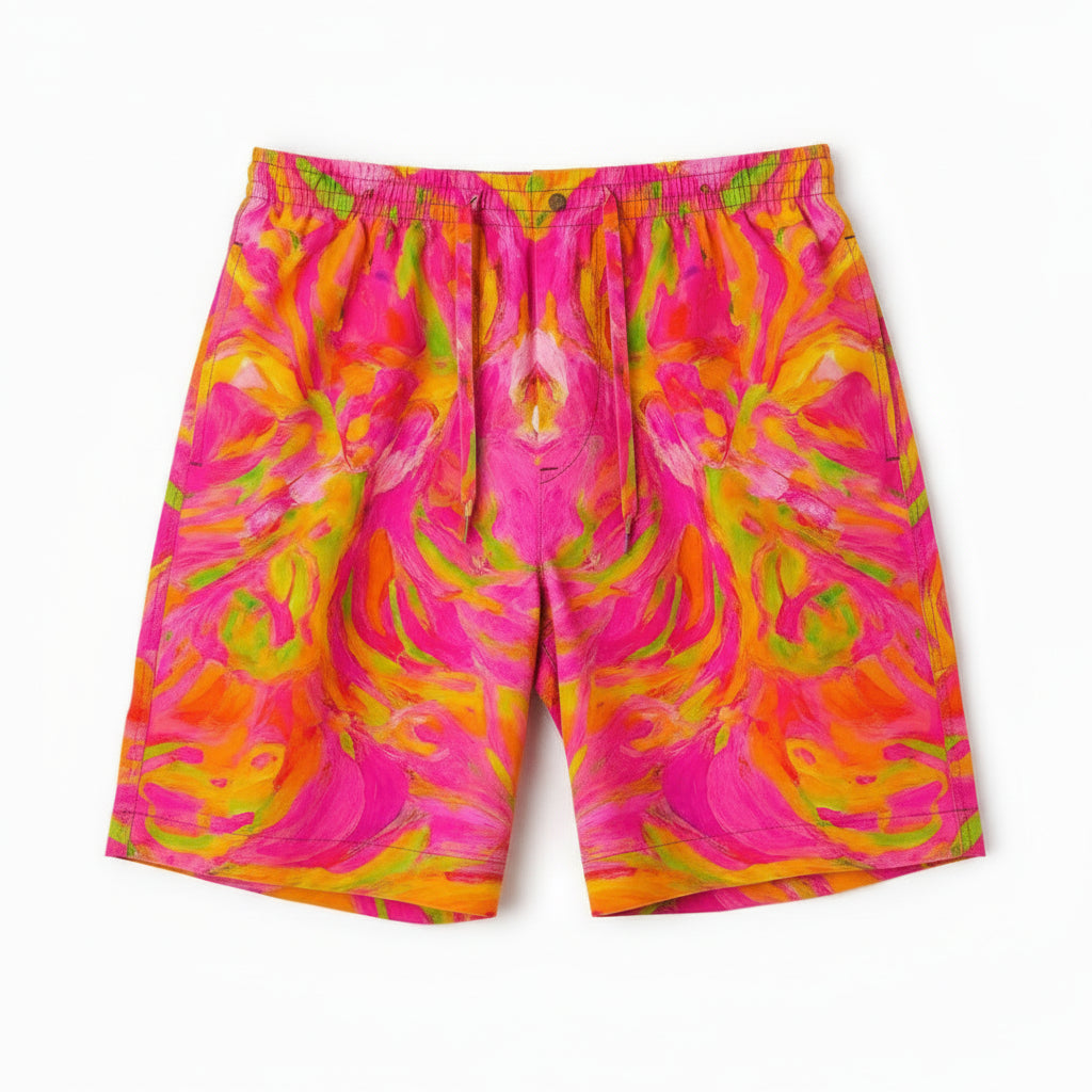Board Shorts (7" Inseam) in Lightweight Cotton Poplin Pink Noodles
