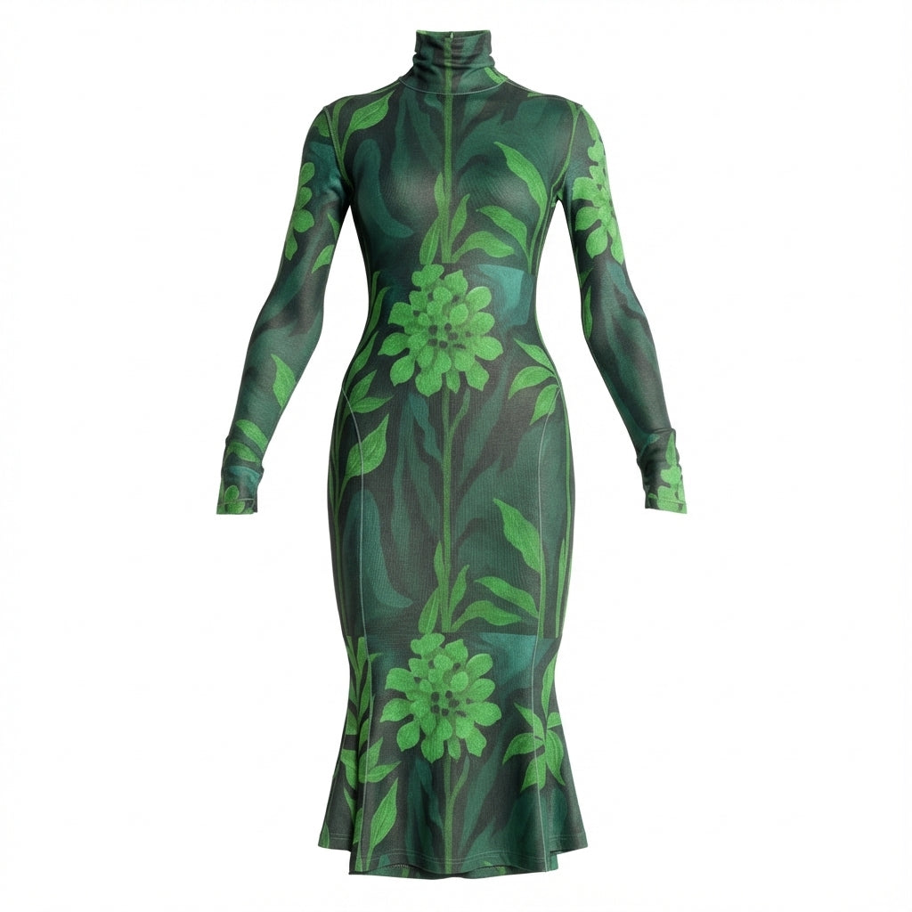 Sarong Maxi Green Flowers