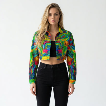 Cropped Jean Jacket Green Jungle