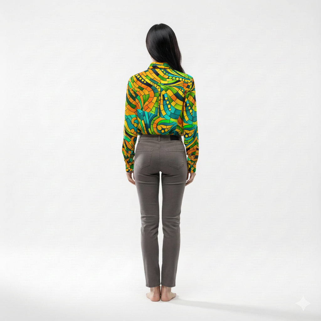 Women's Front Button Shirt Mosaic 11