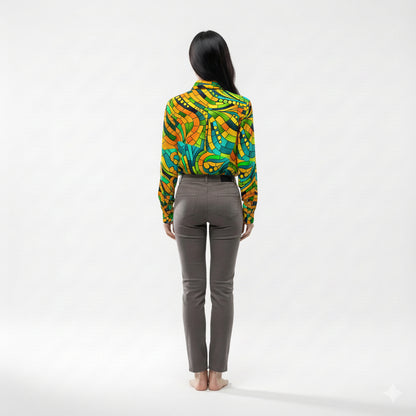 Women's Front Button Shirt Mosaic 11