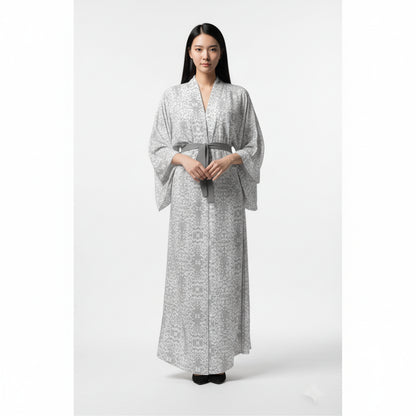 Abaya (Kimono Sleeve) in Ecovero Viscose Crepe – Modern Ornate Motif