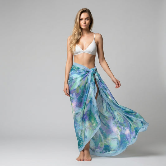Azure Breeze_Sarong Maxi in Lightweight Viscose Satin