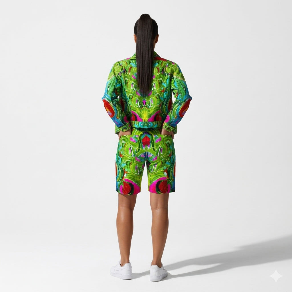 Pink Water Lilies Demin Shorts