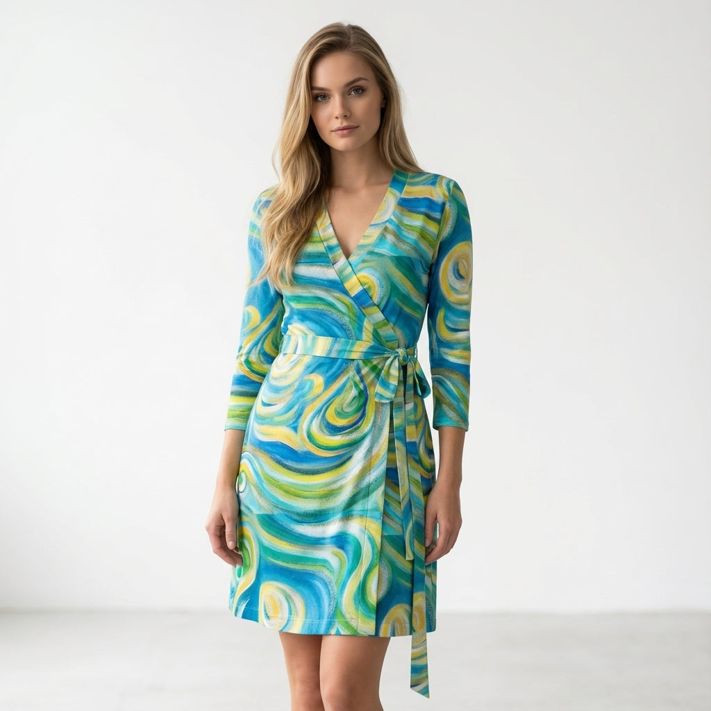 Wrap Dress Sea Swirls