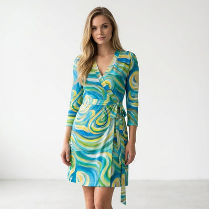 Wrap Dress Sea Swirls