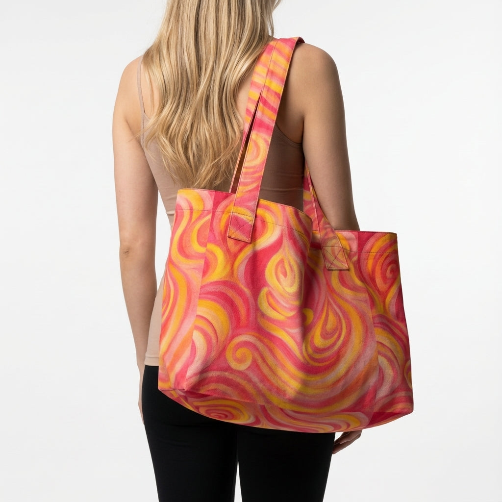Large Tote Bag Sunset Swirls