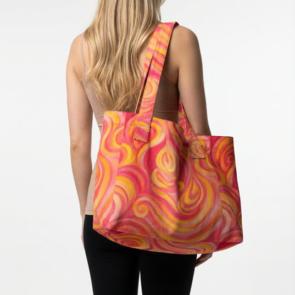 Large Tote Bag Sunset Swirls