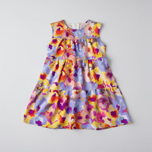 Ruffle Dress without Lining in Lightweight Cotton Poplin