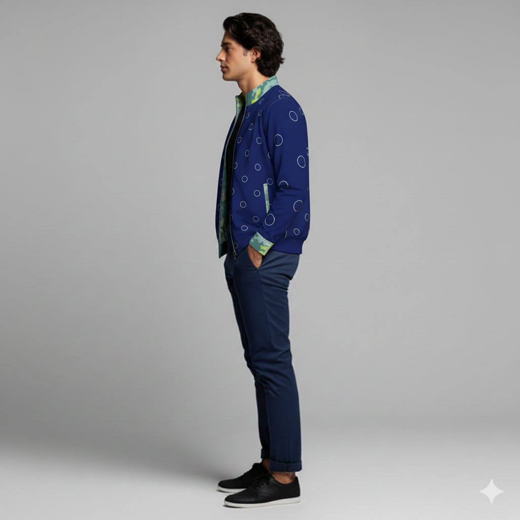 Men's Zip Front Golf Jacket Blue