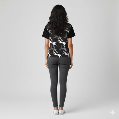 Boxy T-shirt (Waist Length) in Lightweight Jersey 160 – Visionary Leaps Print