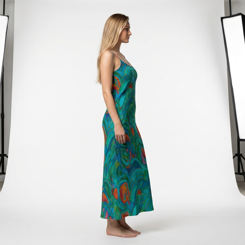 Bias Slip Dress Floral Swamp
