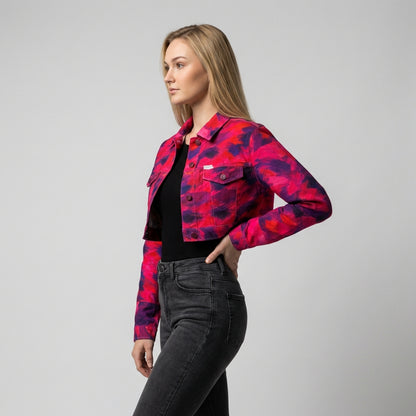 Cropped Jean Cotton Jacket Pink Paint