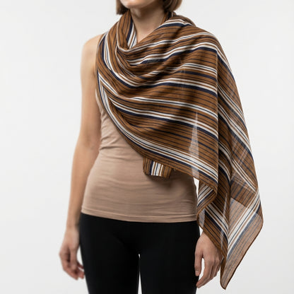 Scarf – orange, navy and white