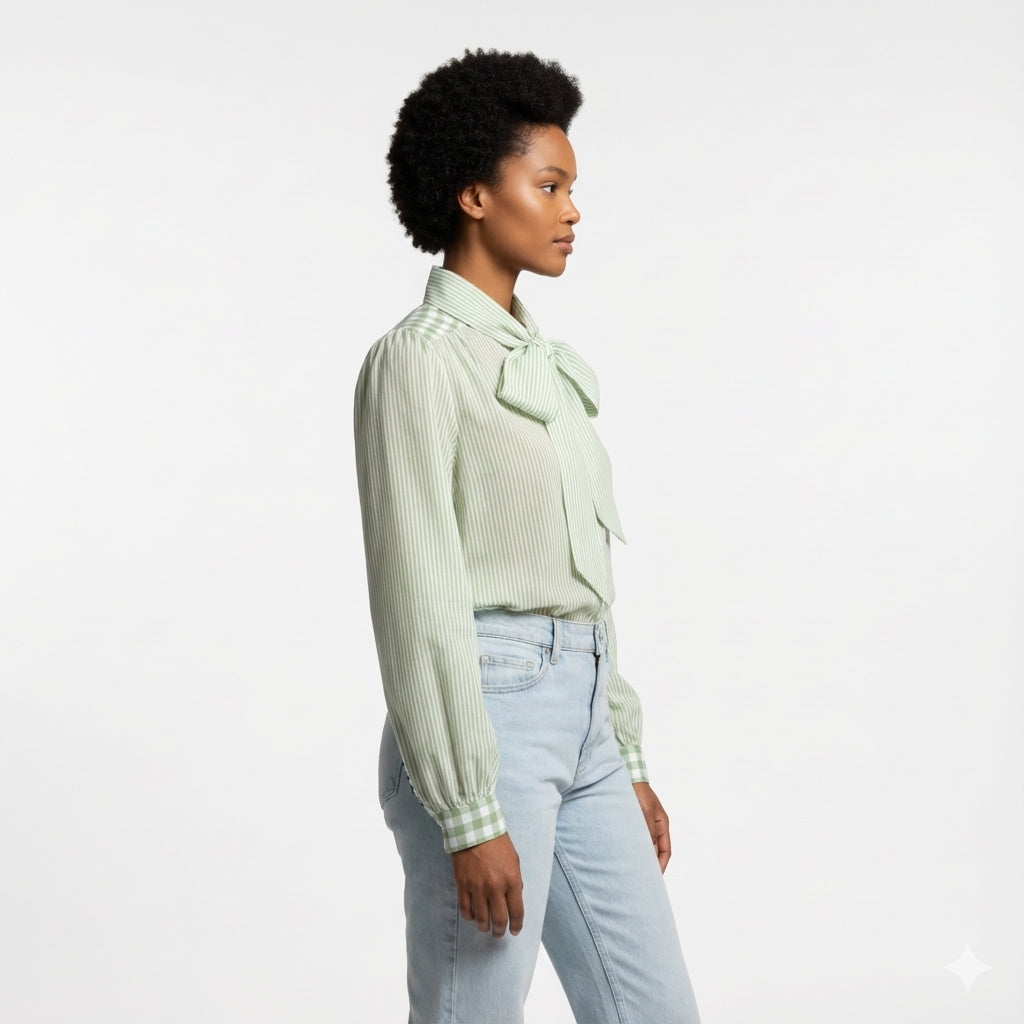 Bow Blouse in Lightweight Organic Cotton Voile