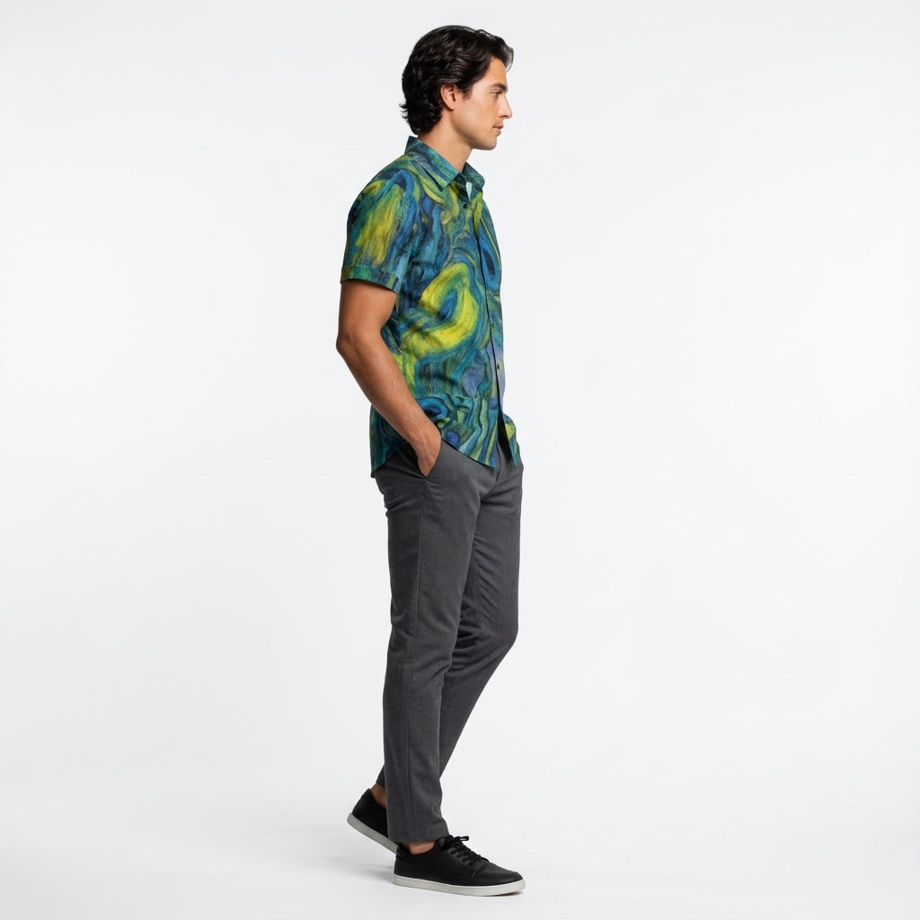 Men's Dress Shirt Blue Jungle 