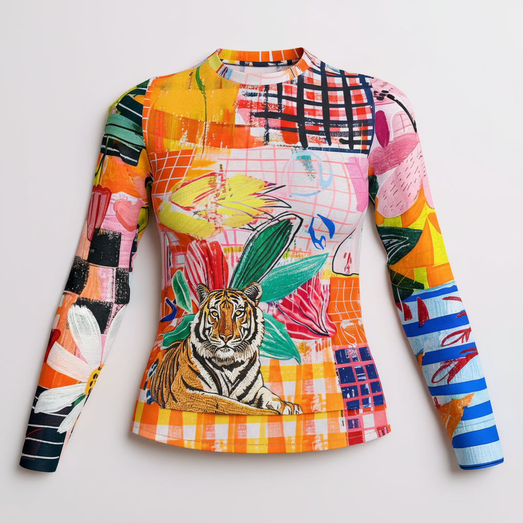  Long Sleeve T-Shirt Women  - Tigre Long Sleeve in Bamboo Cotton Jersey